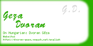 geza dvoran business card